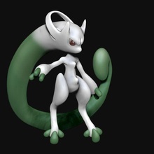 Mega mewtwo schneidet Pokémon Anime Pikachu miauen legendär Bildhauerei Spielzeug Hund 3d print model - Mito3D