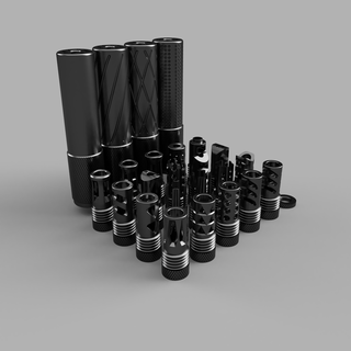 mega paketlemek flaş saklayıcılar çeşitli airsoft asg 14mm varil m4 ar15 Konu ak aeg saklamak dengeleyici kırıcı susturucu 3d print model - Mito3D