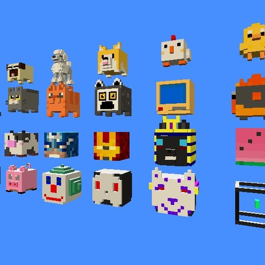 mega pack voxels game voxel heads head low poly 3D print model - Mito3D