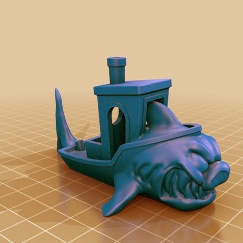 megalodon benchy art ultimaker toy test ship shark sea sculpture remixed prusa printtest model mk3 megalodonbenchy makerbotdigitizer la cosa divertente pesce filamento calibrazione barca 3dbenchy La stampa 3d Stampante Modello 3D print model - Mito3D