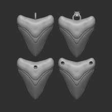 megalodon dente colar pingente 4 variações tubarão pendente pré históricos 3d print model - Mito3D