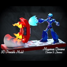megaman diorama 3d printable sculpture rocketman x character model 3dprint 3dprintable stylized 3d print model - Mito3D