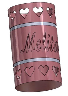 melita pencil holder vase ornament glass pens organizer makeup brushes hearts heart decoration 3d print model - Mito3D