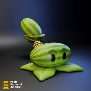 melon pult Pflanzen vs Zombies pvz Spiel Zahl Kunst Spielzeug Wassermelone Speer 3d print model - Mito3D