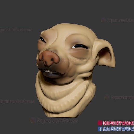 mem köpek yüzü sevimli 3d baskı dosya heykel ev büstü stilize çizgi film şirin 9gag çıkartma pet hayvan meme yüz kedi surat 3D print model - Mito3D