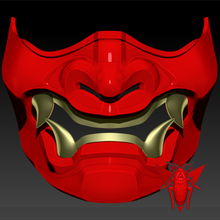 mempo samurai mask hannya oni art redroach cyberpunk japanese warrior red cosplay custom halloween 3d print model - Mito3D