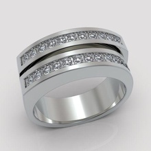 hommes diamant bague 02 or argent gemmes solitaire bijoux 3d print model - Mito3D