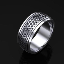 men's hexagon style solid ring jewelry matrix jewellery gold silver 3d print model - Mito3D