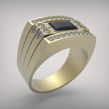 Herren Ring Schmuck Gold Edelsteine Onyx 3d print model - Mito3D