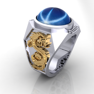 men's ring dragon side ringman gold printtable dargon 3d print model - Mito3D