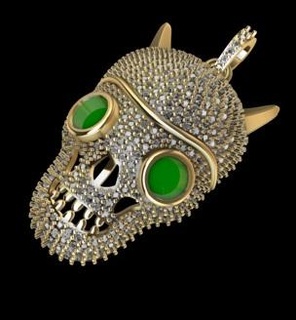men's skull pendant biker gothic punk halloween stylized organic jewel ornament rider smooth polished fashion mens womens chain necklace human head jewelry pendants 3d print model - Mito3D