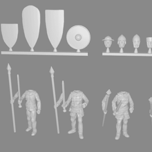 men-at-arms miniatures customizable art people warrior warhammer tabletop shield miniature kow kings war human head dnd boardgame bits 3d print model - Mito3D