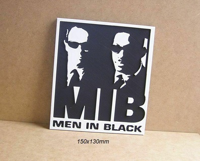 men black poster sign signboard logo movie humor fiction alien smith 3d print model - Mito3D