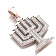 menorah pendant jewelry jewellery ring gents diamond gold silver sterling jewels 3d print model - Mito3D