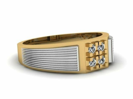 hombres oro diamante anillo diseños 3d imprimible modelo joyería joya 3dprinted diseño Moda dorado impresión prototipos plata 3d print model - Mito3D