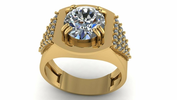 hombres oro diamante anillo diseños 3d imprimible modelo joyería joya 3dprinted diseño Moda dorado impresión prototipos plata 3d print model - Mito3D