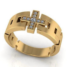 mens anel de impressão 3d do modelo jóias a cruz moda printable prata ouro 3d print model - Mito3D