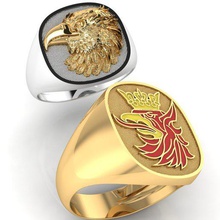 hombres anillo águila cabeza opciones joyería masculino sello Clásico imprimible oro joya anillos 3ds stl 3d print model - Mito3D