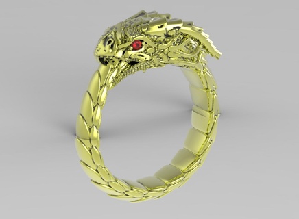 mens ring ouroborus dragon jewellery male signet jewelry vintage printable men sea gold jewel silver snake rings gem 3ds stl 3d print model - Mito3D