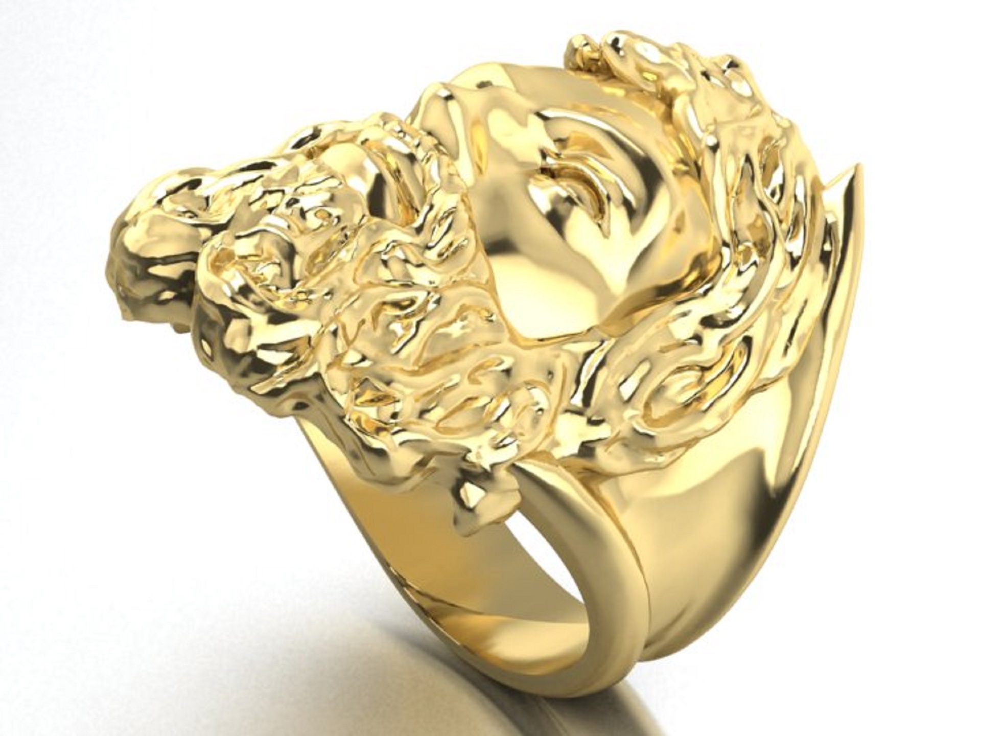 Herren Ring Zeus Gesicht Schmuck männlich Signet Kopf Jahrgang druckbar Männer schwarz Stein Gold Juwel Ringe Onyx 3ds stl 3D print model - Mito3D