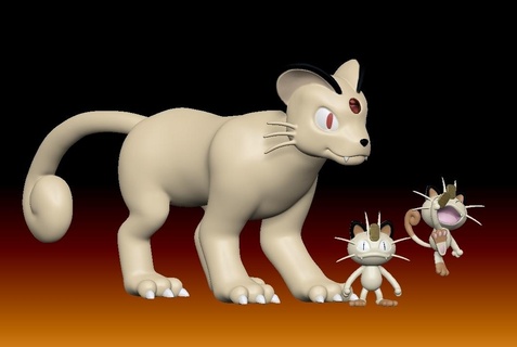 meowth & persian pok mon pokemongo pokemonzukan pocket monster meowth persian figure pkmn kanto  3d print model - Mito3D