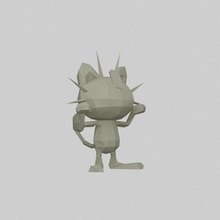 meowth poly pokemon 3d print model - Mito3D