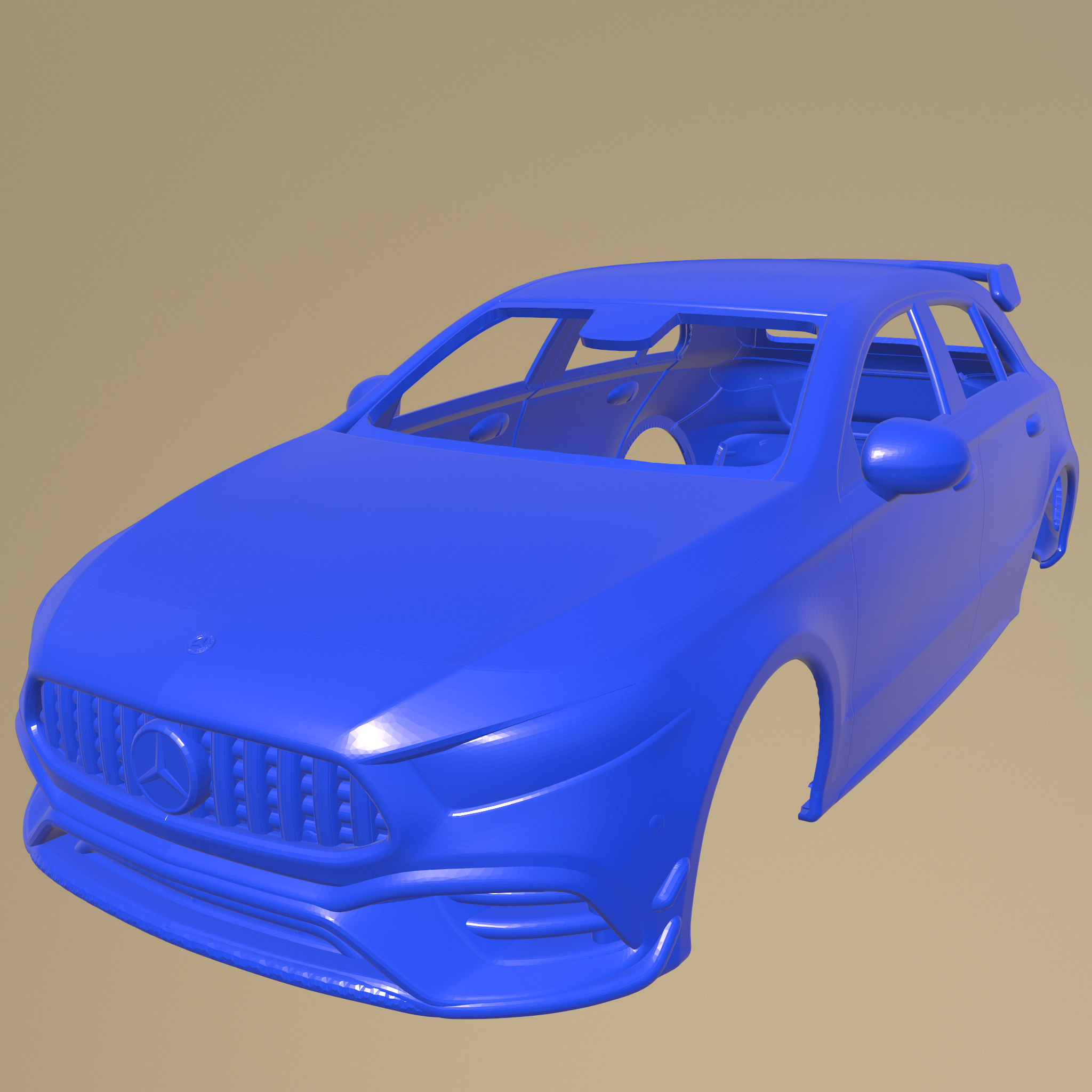 mercedes benz a45 amg 2020 imprimível carro corpo fenda 1 10 separado partes escalextrico Tamiya rc miniz rastejante Kyosho axial traxxas micro 3D print model - Mito3D