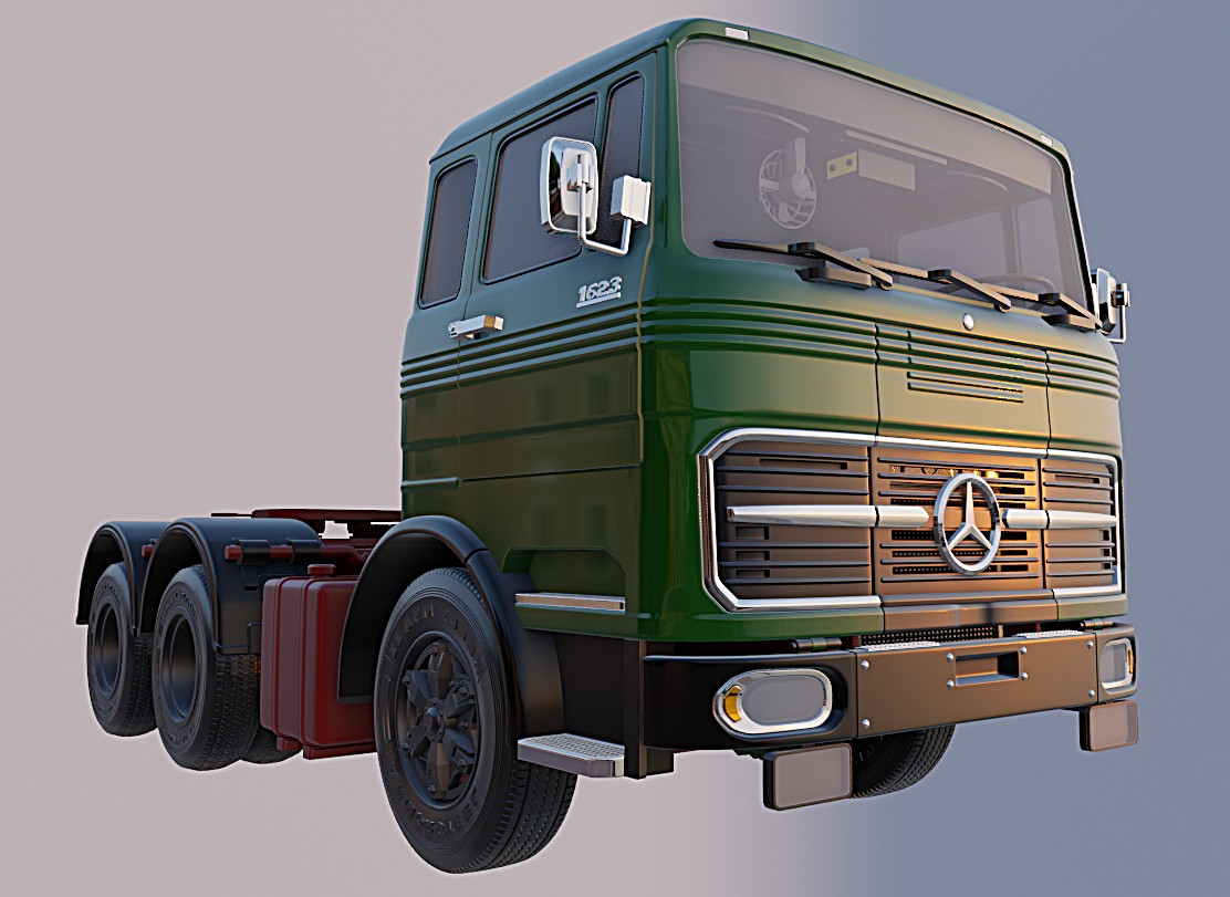 Mercedes benz 1623 volvo Scania Peterbilt eveco adam Volkswagen araba kargo ulaşım konteyner tanıtım videosu otoyol oyun moto kamyon 3D print model - Mito3D