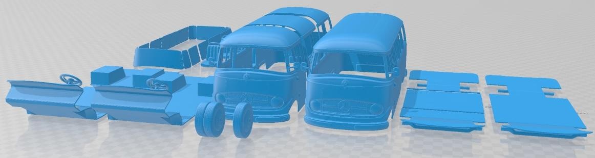 mercedes benz 319 minibus 1955 stampabile furgone fessura scalextric tamiya rc miniz passatempo micro 3d print model - Mito3D