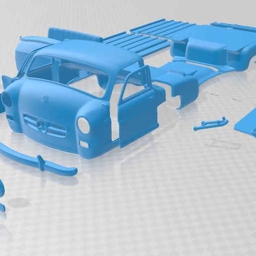 mercedes benz blue renntransporter 1954 printable truck grants wonder slot scalextric tamiya rc miniz radio control hobby 1-24 1-28 1-32 1-18 crawler drift ninco fly kyosho scx axial traxxas micro 3D print model - Mito3D