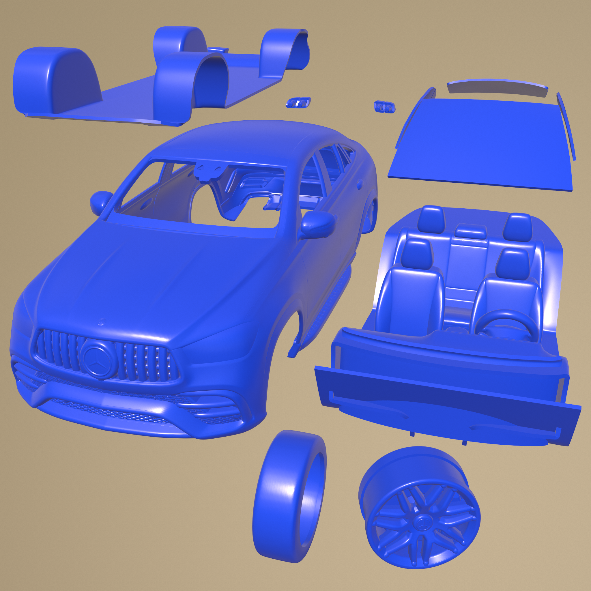 mercedes benz gle 63 amg coupé 2021 stampabile macchina separato parti 3D print model - Mito3D