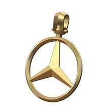Mercedes Benz Logo Anhänger Kaution 3d drucken Modell Schmuck druckbar Gold Silber Halskette HipHop bling Charme 3d print model - Mito3D