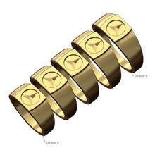 mercedes benz logo cuadrado sello anillo tamaños 5to9 3d impresión modelo joyería joya imprimible oro plata declaración apilador meñique símbolo caballeros 3d print model - Mito3D