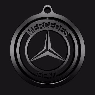 mercedes benz rotating key ring keychain mobile rotary car logo 3d print model - Mito3D