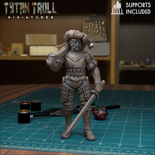 mercenary soldier landsknecht 09 pre-supported 3D print model - Mito3D