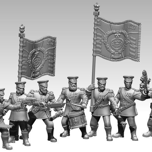 meridiano Granadiers visando atirando jogos miniaturas 3d impressão arte brinquedo 40k imperial guarda astra martelo guerra Alto poli saberão ficção tampo mesa 3D print model - Mito3D