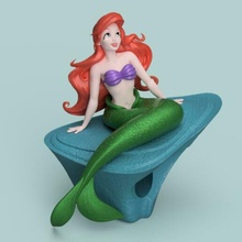 mermaid disney little ariel sea princess story classic children kids redhead seashell art girl high poly 3d print model - Mito3D