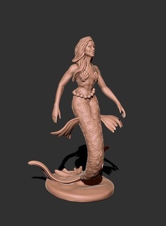 mermaid water creature tabletop mini dnd fantasy sea 3d print model - Mito3D