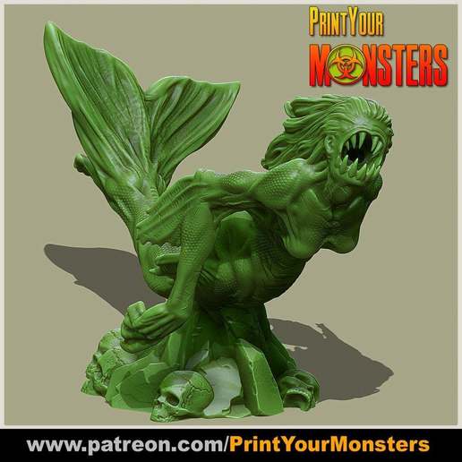mermaid game games tabletop gaming siren monster minis miniatures miniature dnd boardgame 3dprintable 3D print model - Mito3D