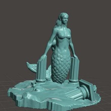 sirène parmi les ruines de forme gâteau art créatures 3d print model - Mito3D