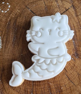 Deniz Kızı kedi kurabiye kesici damga kabartma Şirin hayvan 3d print model - Mito3D