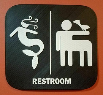 mermaid centaur restroom sign bathroom civil rights gender lgbt minotaur pride transgender signs logos 3d print model - Mito3D
