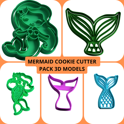 mermaid cookie cutter cutting stamp 3d model tail stl cola de sirena molde cortador cortante galletas para 3d print model - Mito3D