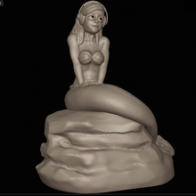 mermaid enjoys music art sculpture female disney ariel resin statue figurine princess 3d print model - Mito3D