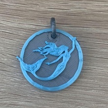 mermaid pendant keychain jewelry necklace charm unicorn medal fantasy mythological quick print extruder colors 3d print model - Mito3D