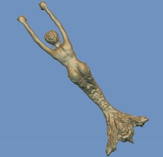 mermaid pendant without gills back - ciondolo sirena con senza branchie sulla schiena 3d print model - Mito3D
