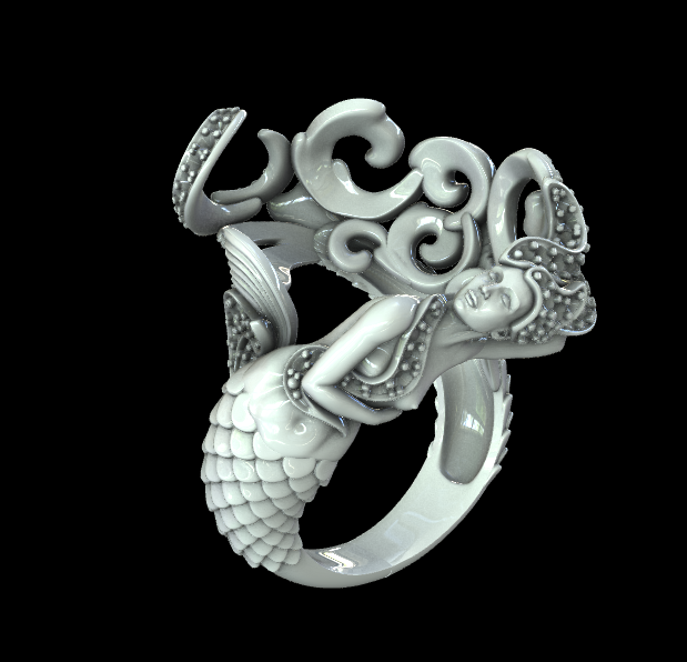Meerjungfrau Ring Meer Schönheit locken Geheimnis Wasser Verzauberung mythisch 3D print model - Mito3D