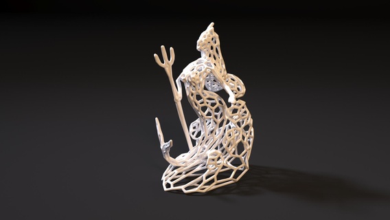 mermaid sculpture trident Art with voronoi miniatures statuette luxury warrior hybrid water female mythological fantasy character 3d print model - Mito3D