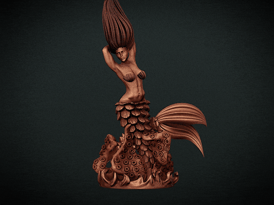 deniz kızı heykel ahtapot ev dekor okyanus mitoloji su minyatür 3d print model - Mito3D