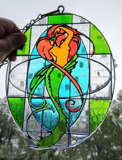 mermaid sun catcher stained glass art resin 3d print model - Mito3D